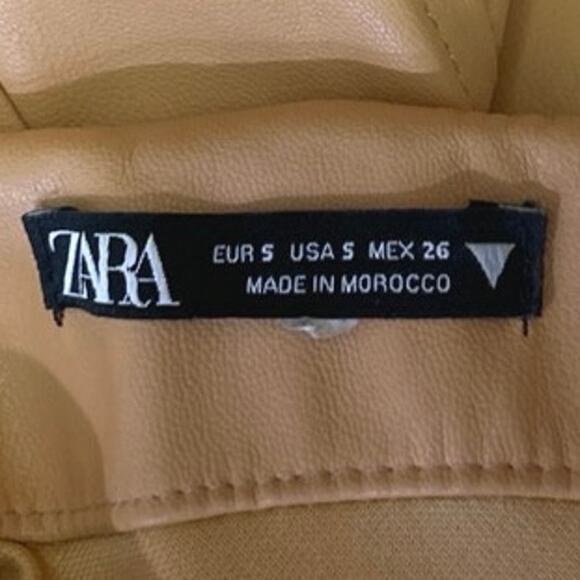 Zara Brown Faux Vegan Leather Sleeveless Strapless Mini Corset Tank Tube Dress S - Picture 4 of 4